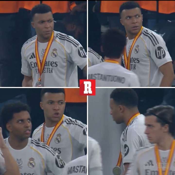 每体：姆巴佩领奖后带队友离开，阿森西奥准备去列队前者要他别去